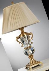 China Home E26 E27 B22 Luxury Table Lamps Brass + Fabric Shade Copper Polishing on sale