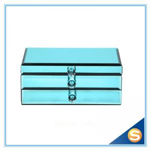 China Blue Glass Jewelry Box/ Large Mirror Jewelry Box/Wholesale Jewelry Box on sale