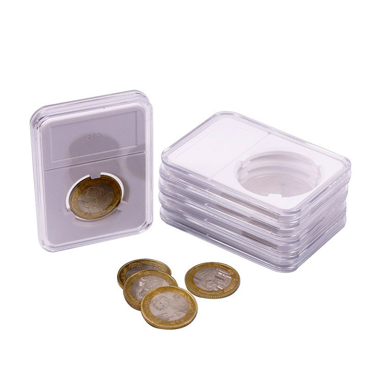 China Hard Acrylic Coin Stand , 30mm 35mm Acrylic Coin Display Case on sale