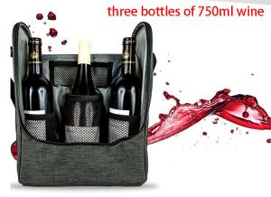 China Factory supply Ice insulated nylon wine bottle cooler bag for three wines on sale