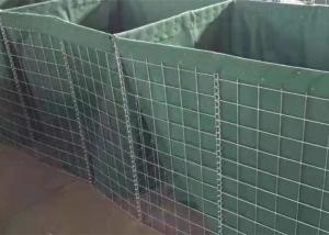 China Square Hole Military Hesco Barriers Gabion Mesh Box With Green Geotextile on sale