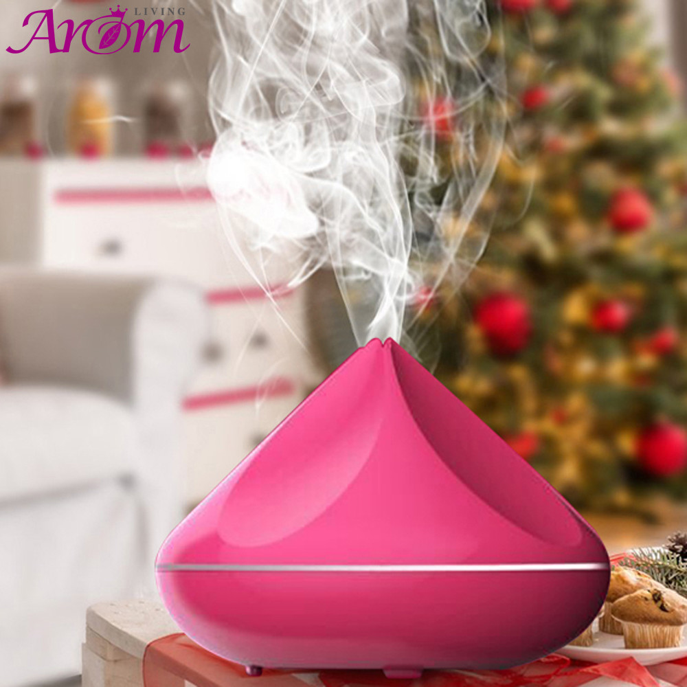 China Bud Shaped 300ML Wood Grain Aromatherapy Humidifier Essential Oil Diffuser With Beautiful LED Light on sale
