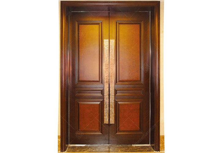 Cheap Sound Proof Brown Hotel Fixed Furniture Lobby / Office / Home Internal Double Doors for sale