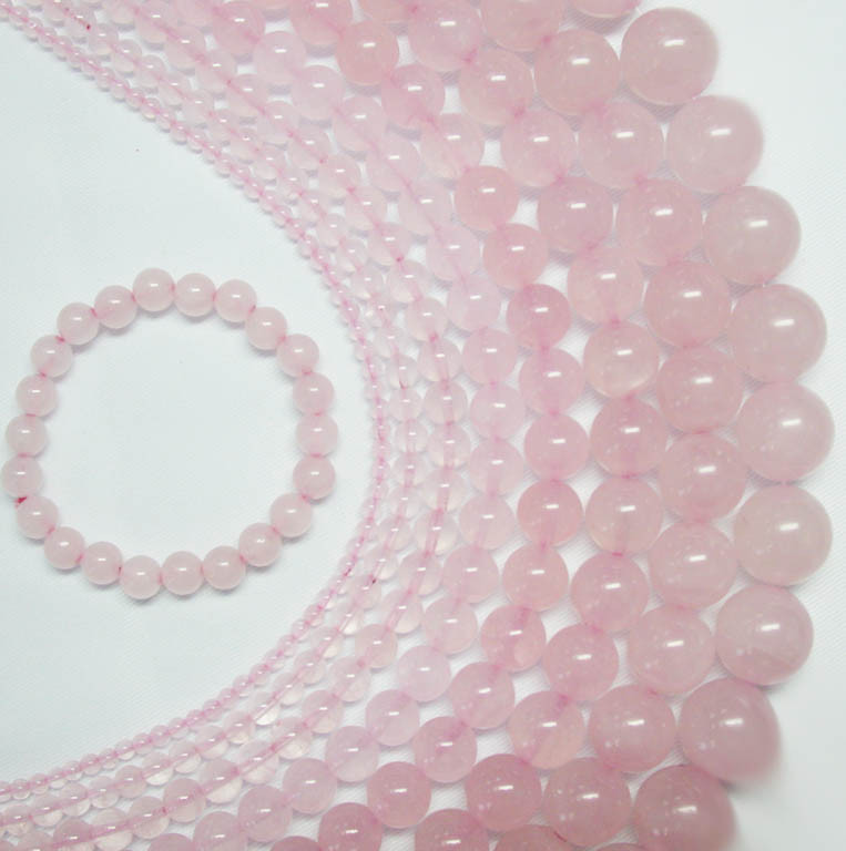 China Natural Rose Quartz Bead, Semi Precious Gem Stone Beads For Necklace / Bracelet on sale