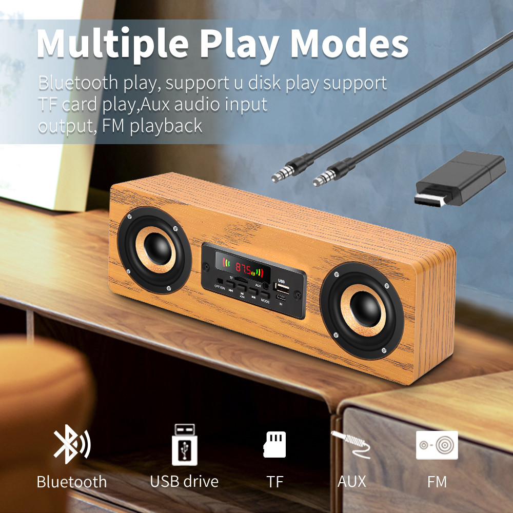 China Wood Material Wireless Portable Bluetooth Speakers Rechargeable For Laptops on sale