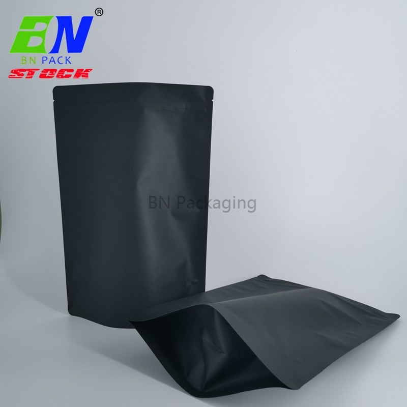 China 500g 1kg Black Kraft Stand Up Pouches High Barrier Food Grade Material on sale