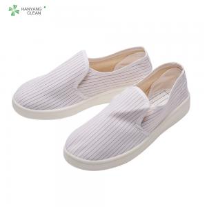 Best Clean room pvc sole canvas esd anti-static white blue stripe esd anti slip safety shoes wholesale
