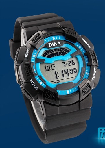 China Black Strap LCD Digital Watch 3ATM Water Resistant Stainless Steel Case Back on sale