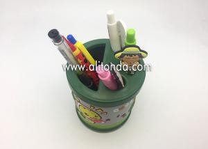 China Multi functional pvc cartoon design girl kids plastic table green pen container custom on sale
