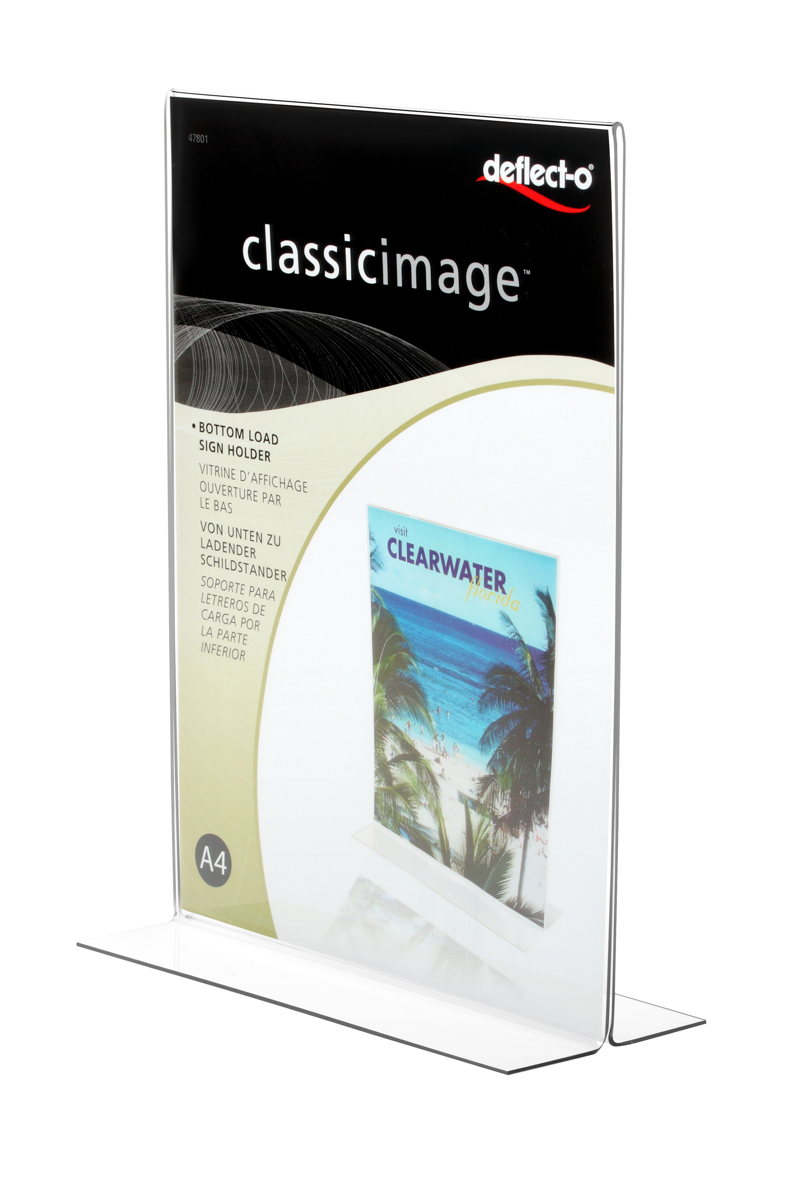 China Classic Image  Stand-Up Sign Holder Leaflet Holder, Clear, A4, Desktop on sale