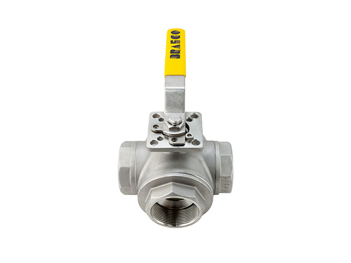 China Stainless Steel WCB Female Thread 3 Way Three Way Ball Valve With ISO5211 on sale