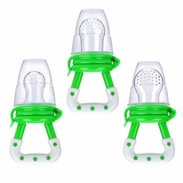 Cheap Baby Fresh Food Feeder 3 Pcs Fruit Silicone Nipple Teething Toy Reusable Aching Gums Pacifier Green for sale
