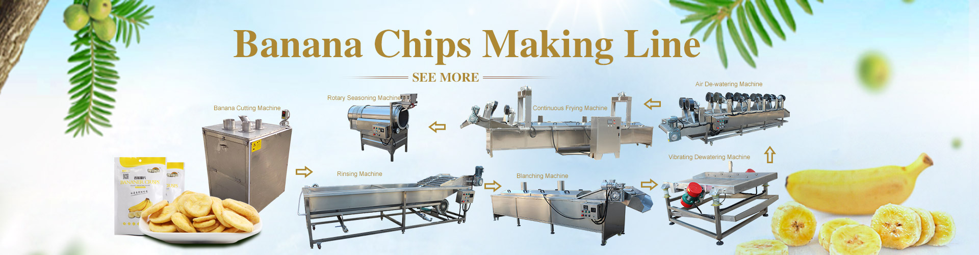 India Plantain Crisps Processing Machine Banana Chips Production Line