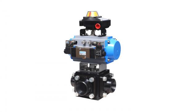 Cheap 3 Way T / L Type Pneumatic Ball Valve Butt Welding End For Diverging Converging for sale