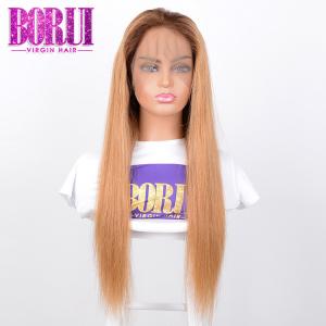 China Bob Lace Front Wigs With Baby Hair #27 With Brown Roots Customized Style on sale