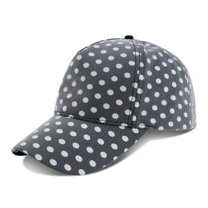 China Curved Brim Baseball Cap / Youth Fitted Baseball Hats With Plain Black White Dot Printed on sale