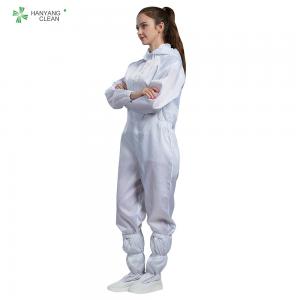 Best S - 5XL Clean Room Garments Dust Free White Color Hooded Overall With Carbon Fiber wholesale