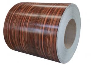 China 1200MM Colour Coated Steel Sheet Coil 0.2MM Simulation Wood Grain JIS DIN on sale