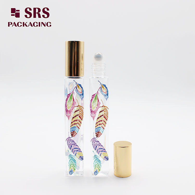 SRS cosmetic clear color roll on 10ml perfume oil glass bottle