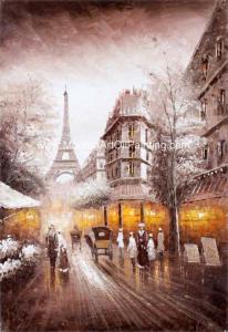 Street Scenery Paris Oil Painting Hotel Knife Oil Painting On Canvas