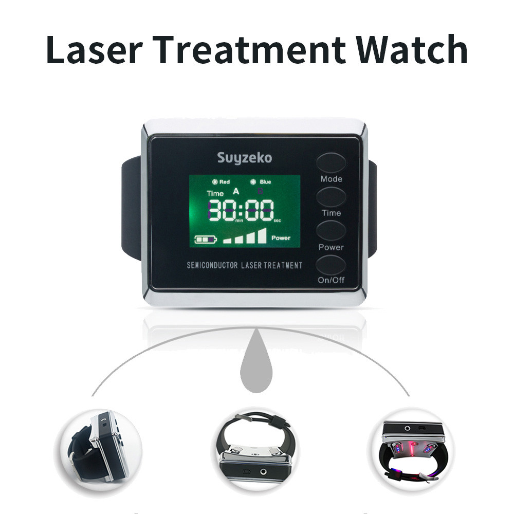China Diabetes Cure Physical Therapy Equipment 650nm Cold Laser 450nm Blue LED Light Therapy Watch on sale