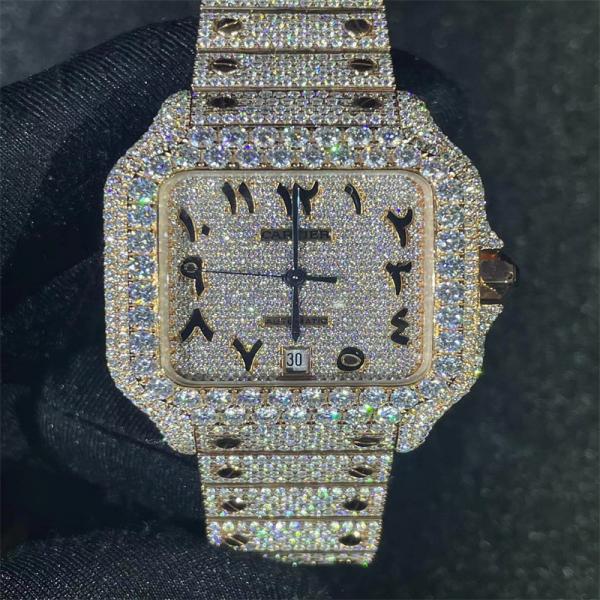 Cheap Nyc Cuban Diamond  Watch Santos BV Iced Out Moissanite Watch for sale