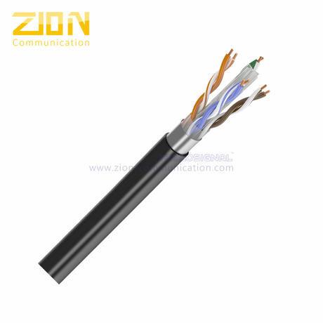 Cheap 0.57mm Copper Conductor HDPE CAT6 Ethernet Cable PE Black Jacket CPR NO.7112211 for sale