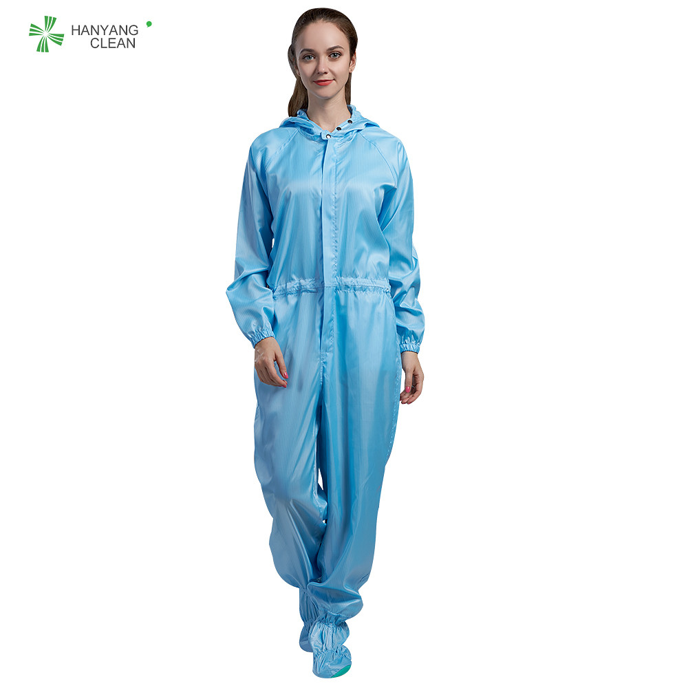Best Dust Proof Anti Static Clean Room Garments With Hood Straight Open Button Lapel Gown wholesale