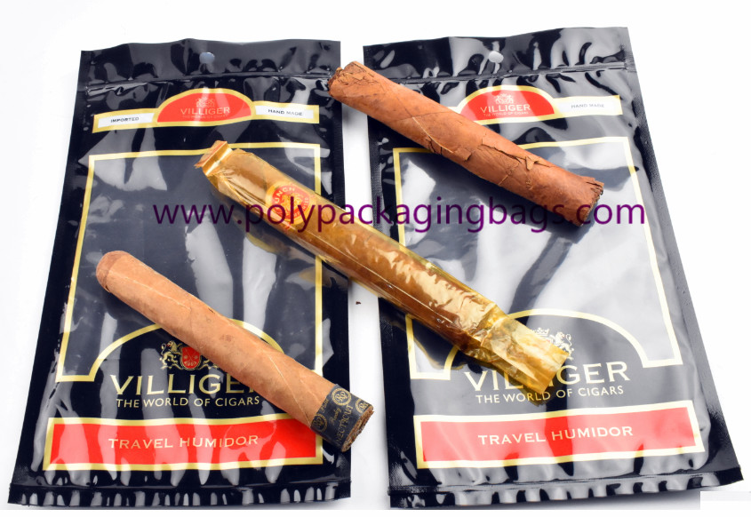 China Moisture Proof Plastic Cigar Packaging Bag With Resealable Ziplock on sale