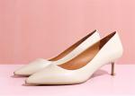 White Soft Cow Genuine Leather Pumps 2cm Low Heel Dress Shoes For Ladies