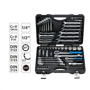 China 77pcs Stainless Steel 10mm Drop Forged Steel Wrench Set Car Repair Tool FHST2077 on sale