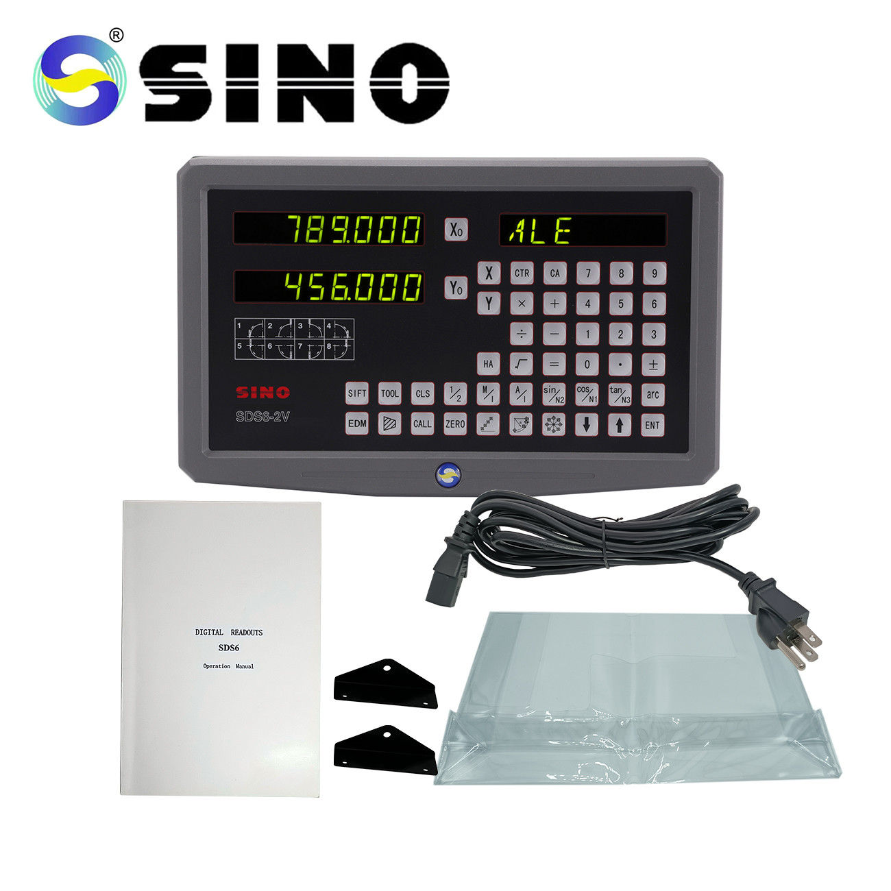 China SDS6-2V Two Axis SINO Digital Readout System DRO For Milling Lathe 50-60HZ on sale