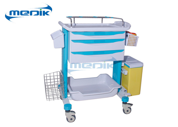 China Movable ABS Hospital Trolley Clinical Medicine Medical Crash Cart Delivery Trolley on sale