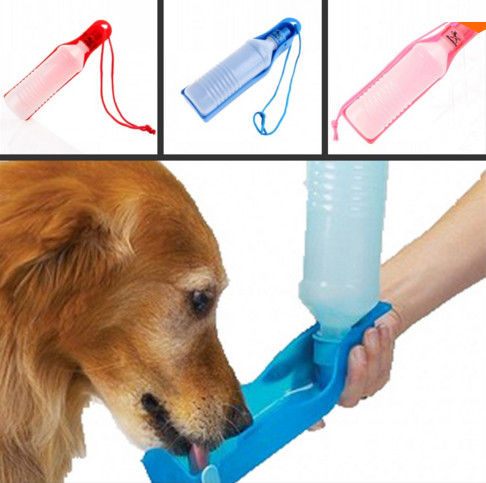 China 500ml Blue/Red/Pink pet water bottle Potable Pet Dog Cat Water Feeding Drink Bottle on sale