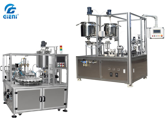 China Semi - Automatic Cosmetic Filling Equipment For Lip Gloss With Double Tank on sale