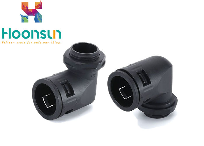 China Black Fireproof Nylon Cable Gland 90 Degree Connector For Flexible Pipes on sale