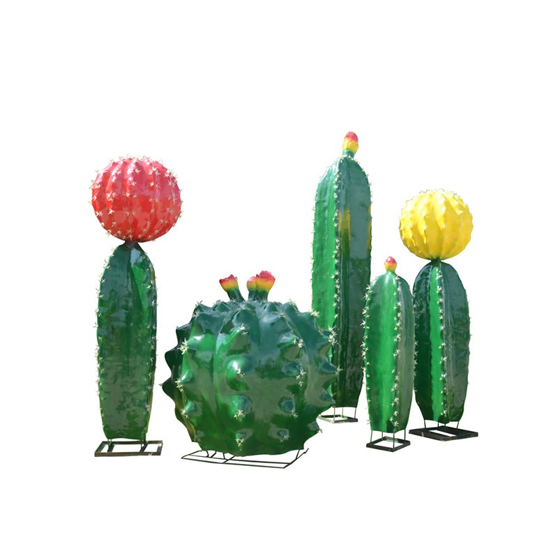 China ODM FRP Green Cactus Statues Resin Art Sculpture For Home Decoration for sale
