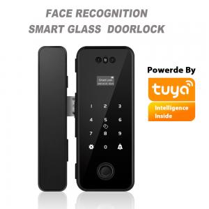 China Aluminum ABS Tuya Smart Lock Face Recognition Fingerprint Frameless Glass Door Lock on sale