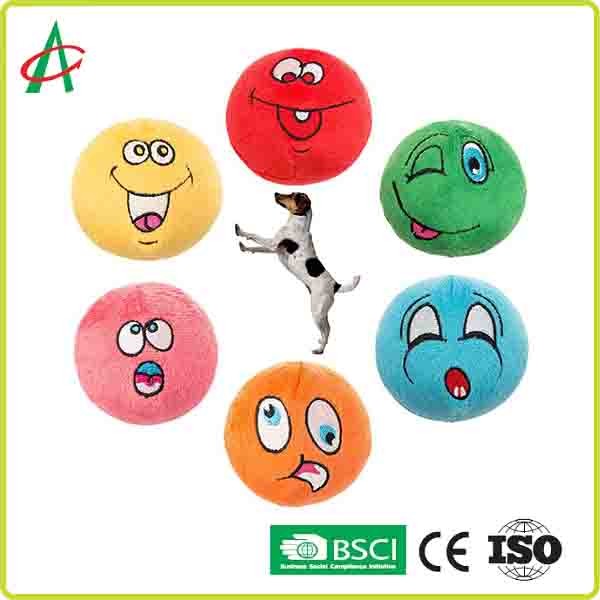 Best Custom Ball Shaped Plush Squeaky Small Pet Toys With Different Emoji wholesale