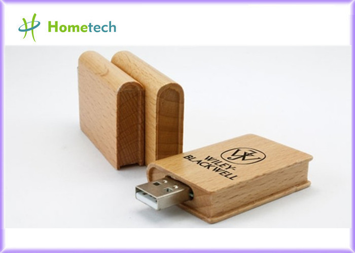 China Security 4GB , 8GB , 32GB Book Wooden USB Flash Drives with High Data Transfer on sale