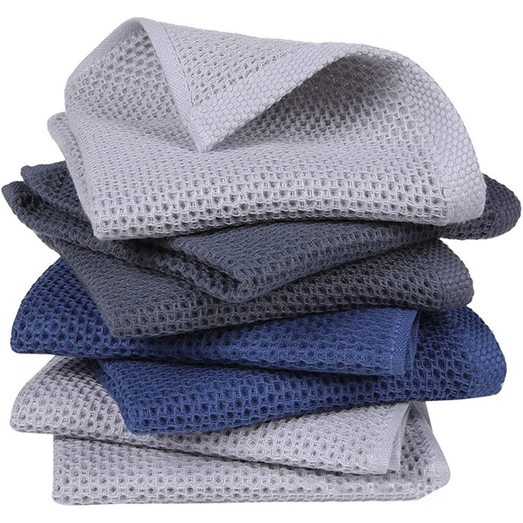 Best Cotton Waffle Weave Kitchen Dish Cloths Absorbent Quick Drying 12x12 Inches wholesale