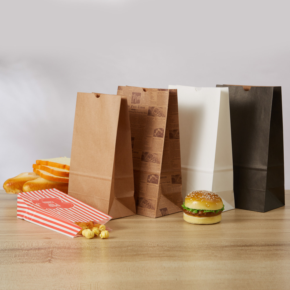 Kuaima Disposable Brown Paper Popcorn Bags For Food Delivery
