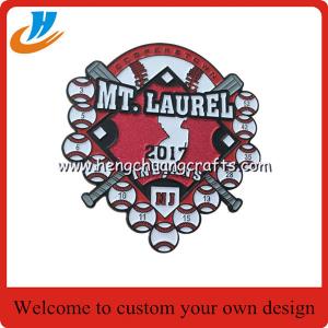 China Custom simple designs and colors baseball badges/soft enamel baseball pins on sale