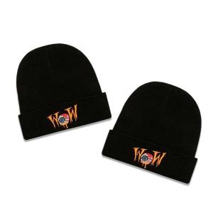 China Black Knitted Hat Trend Letter WOW Hip-Hop Woolen Hat For Women And Men on sale