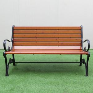 China Patio Furniture Metal Outdoor Steel Wood Park Bench Seat Cast Iron Bench with Back on sale