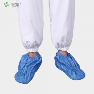 Best ESD anti-static cleanroom shoes cover with PVC soft sole anti-slip blue color for electronic workshop wholesale