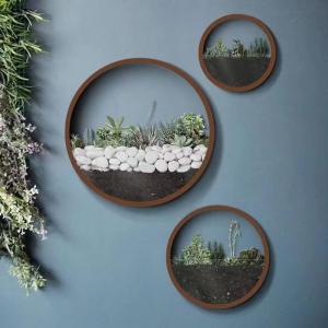 China Home Metal Wall Decoration Corten Steel Half Round Wall Hanging Flower Pots on sale