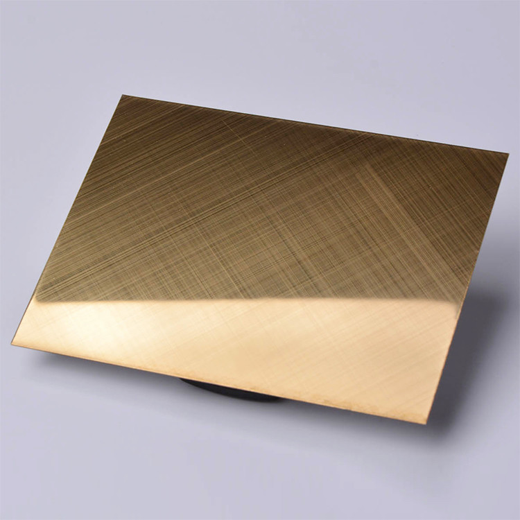 China 1mm 1.2mm Brushed Stainless Steel Sheet Metal 316L 430 Golden Cross Vibration Hairline on sale