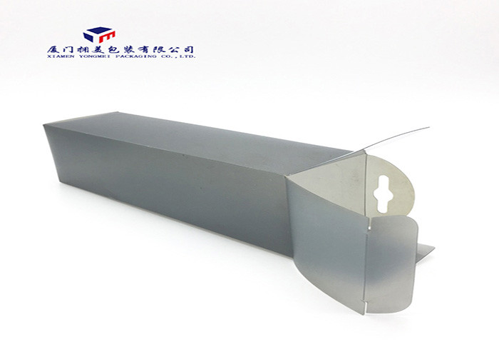 Best Opaque Grey Color PP Packaging Box Plastic Boxes Hang Hole On Top Of Box 26cm H wholesale