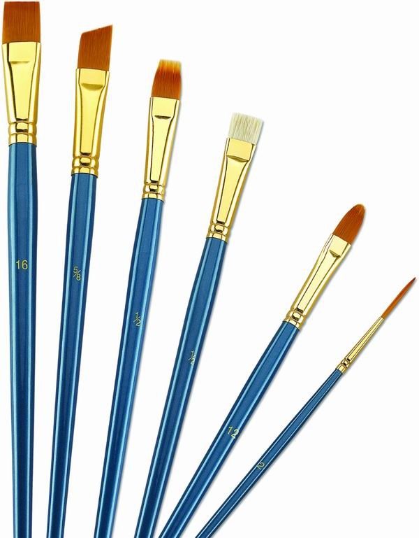 China Wooden Handle Golden Synthetic Paint Brush Sets , Interlocked Fine Bristle Paint Brushes on sale